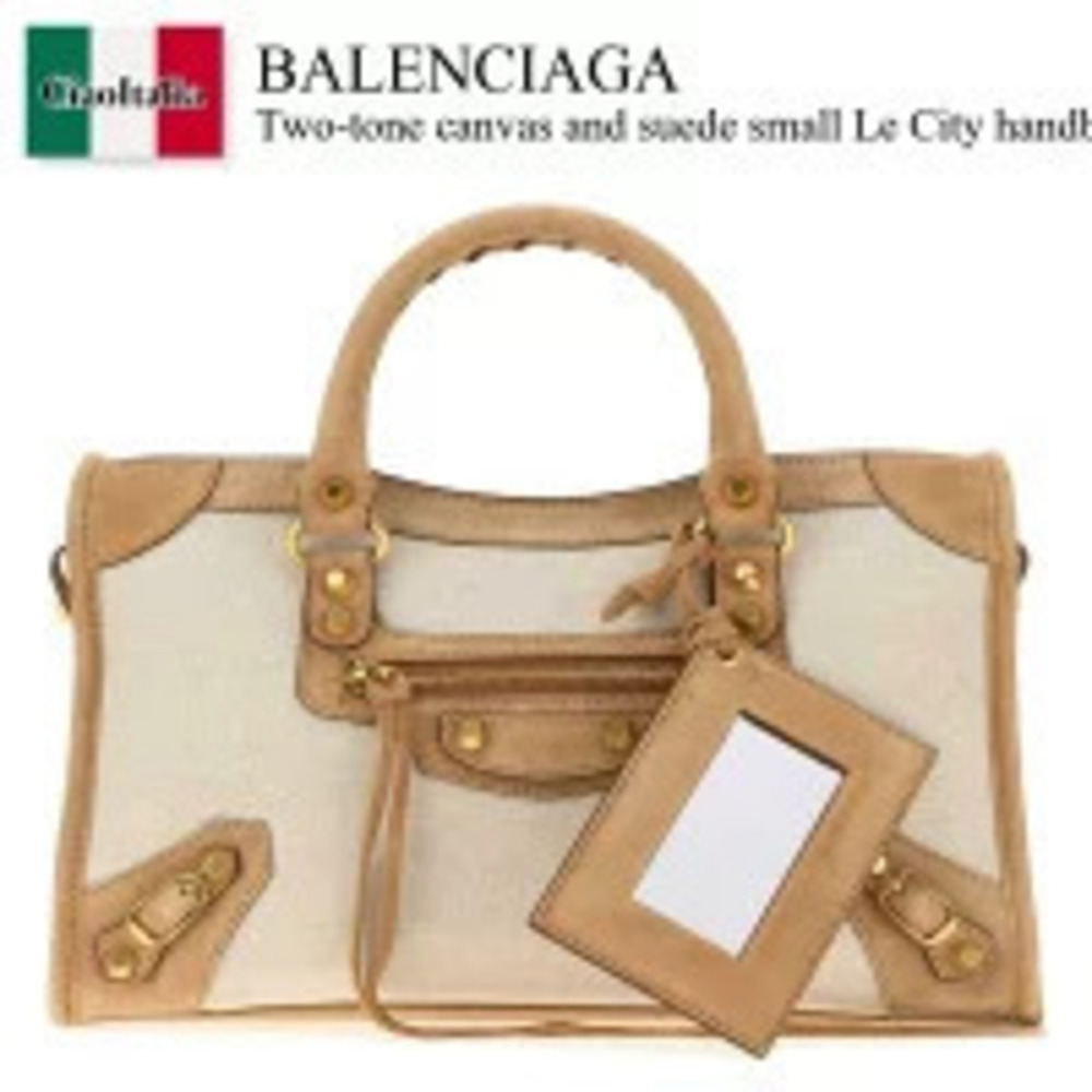 Balenciaga Bag Handbag Two Tone Canvas Suede Le City